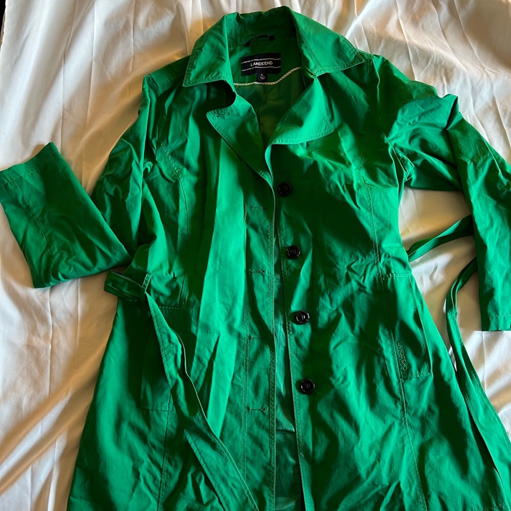 Kelly green 3/4 length rain coat